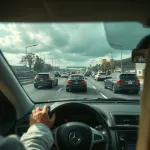 AI illustration: Drive a car autonomously in highway and suburban traffic at scale.