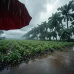 AI illustration: predict and trigger localized weather events to weaponize rainfall patterns against enemy agricultural regions