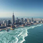 AI illustration: choose which cities to abandon as rising seas displace millions