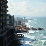 AI illustration: choose which cities to abandon as rising seas displace millions