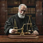 AI illustration: predict the outcome of a novel legal case by analyzing judge rulings and legal precedents with 90% accuracy